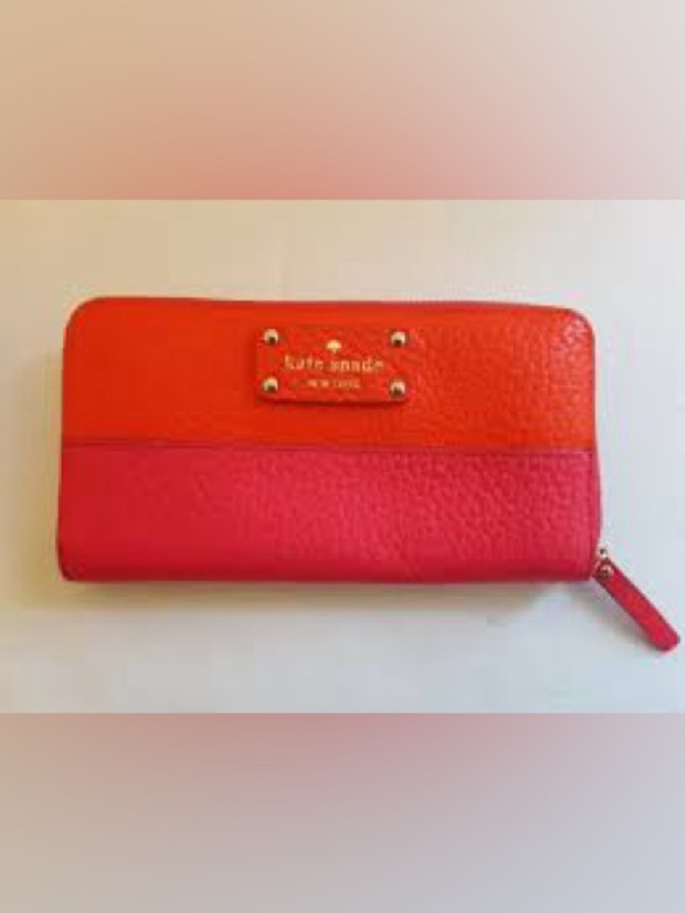 kate spade Colorblock Orange & Pink Pebble Leather Wallet